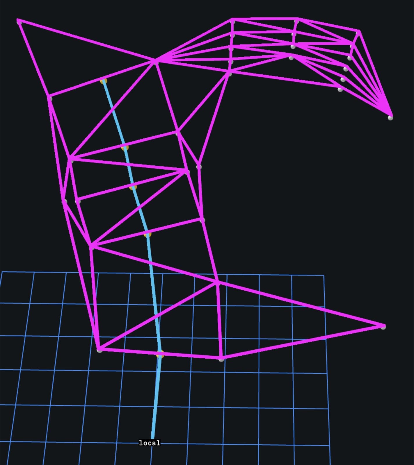 Full triangulation mesh including long slivers reaching to distant cones