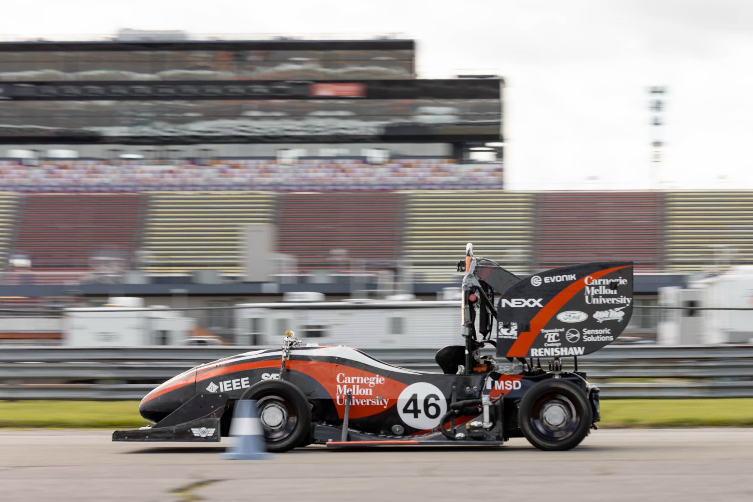 CMU Formula SAE Electric car 46 on track, driverless
